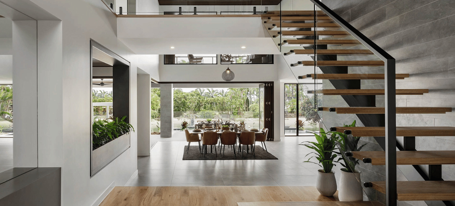 Open-plan living and dining area opening onto the garden