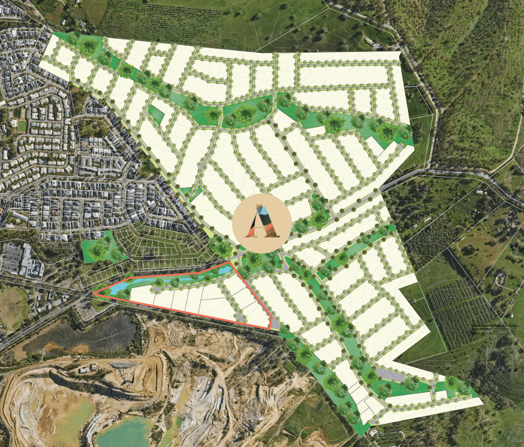 Amberleigh masterplan showing the street layout and allotments